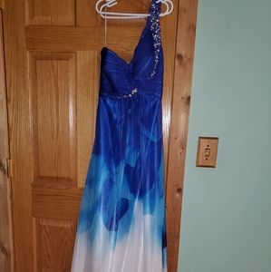 La Femme Blue Ombre Formal Dress